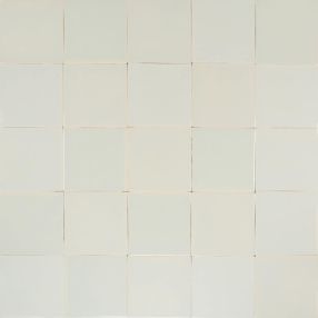 Plain white Delft tiles in the blue mix by Poarte