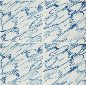 Hand-painted Delft tiles with Marble in blue - P-42 series