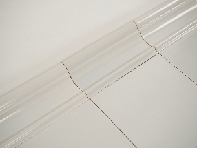 Plain white Delft trim tiles - Trim A - on the Grey mix base