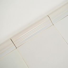 Plain white Delft trim tiles by Poarte - Trim D - on the Grey mix