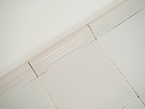 Plain white Delft trim tiles by Poarte - Trim D - on the Grey mix