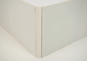 Plain white Delft trim tiles by Poarte - Trim F - on the Grey mix
