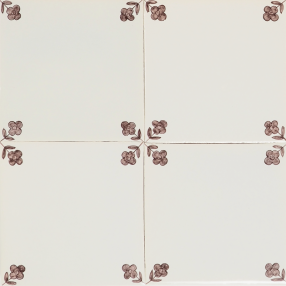 Hand-painted Delft tiles with 'Flowers' corner motifs in manganese