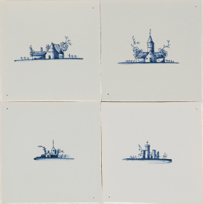 P-31 Hand-painted Delft tiles with landscapes in blue