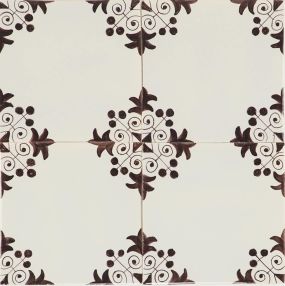 Hand-painted Delft tiles with Tree-dot corner motifs in manganese