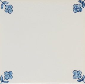 Hand-painted Flower corner motif Delft tile sample painted in blue