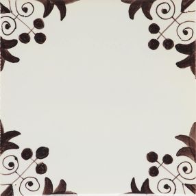 Hand-painted Delft tile sample with Tree-dot corner motifs in manganese