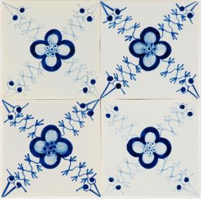 Classic hand-painted Delft tiles with rose garlands