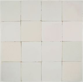 Plain white Utrecht Delft wall tiles with soft off-white tone (18th–19th century)