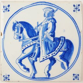 Antique Delft tile with a King, 19th century 