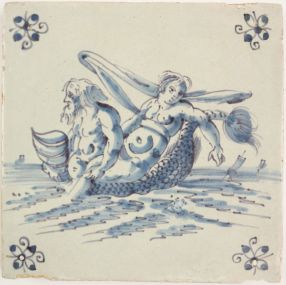 Antique Delft tile with Venus, 17th century