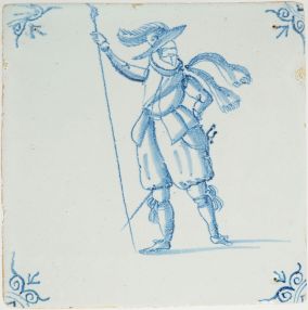 Antique Delft with a soldier, 17th century
