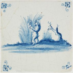 Antique Delft tile with Pan and Syrinx, 17th century