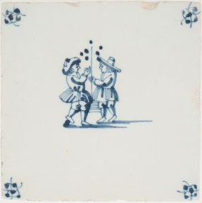 Antique Delft tile with a ball game, 18th century