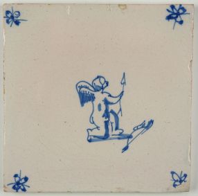 Antique Delft tile with Cupid, 18th century