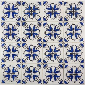 Antique Delft wall tiles in blue known as Clocks, 19th and 20th century