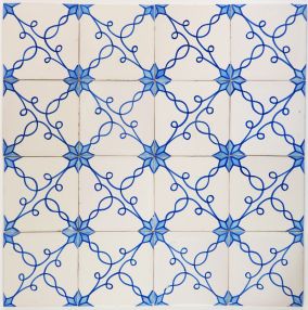 Antique Delft wall tiles with the Snake Star type II pattern, 19th century