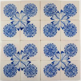 Antique Delft wall tiles with roses, 18th and 19th century