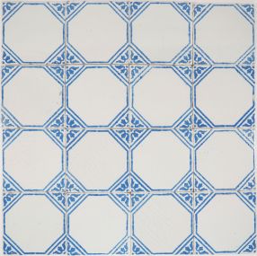 Antique Delft wall tiles with Octagon I edge decoration, 20th century