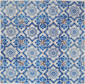 Antique Delft ornament wall tile with Star Circles, 19th century
