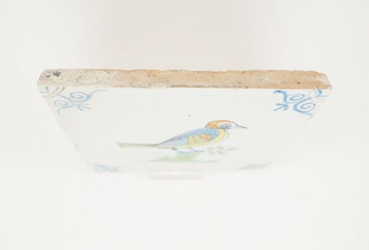 Antique Delft tile with a bird, 17th century