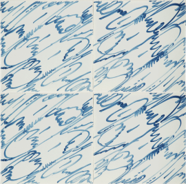 Hand-painted Delft tiles with Marble in blue - P-42 series